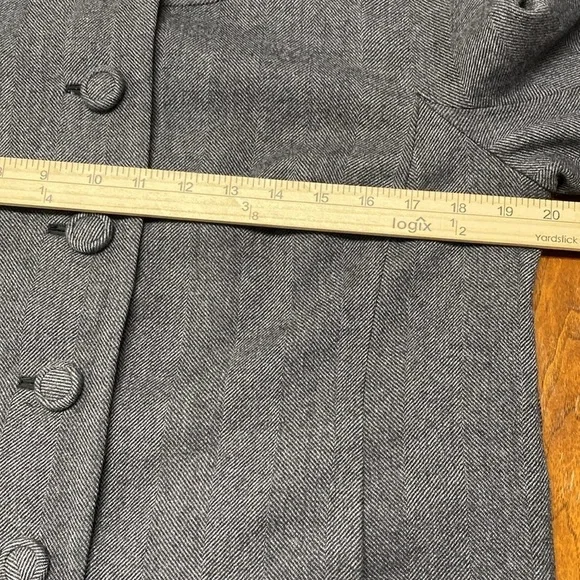 Talbots Petites Gray Herringbone Wool Blend Button Front Jacket Size 12P - Picture 5 of 8